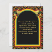 アフリカパターン黒い履歴月のお祝い 招待状 (裏面)