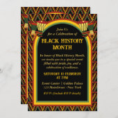 アフリカパターン黒い履歴月のお祝い 招待状 (正面/裏面)