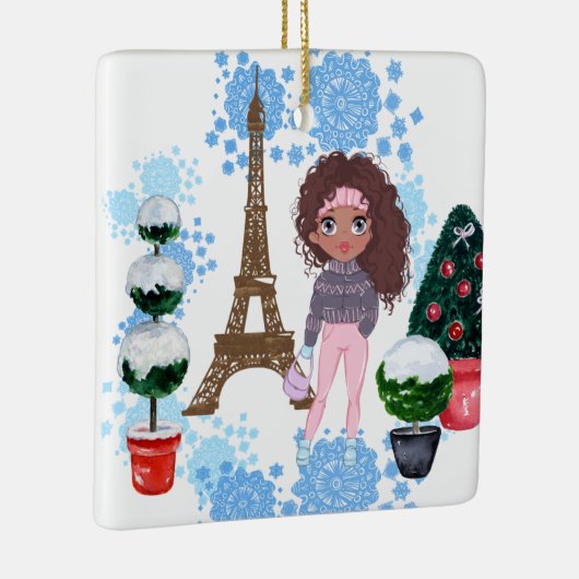アフリカパーソナライズされたアメリカンガールエッフェルタワー セラミックオーナメント (右)