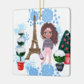アフリカパーソナライズされたアメリカンガールエッフェルタワー セラミックオーナメント (左)