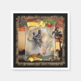 アフリカパーソナライズされたデザイン広場 スタンダードカクテルナプキン