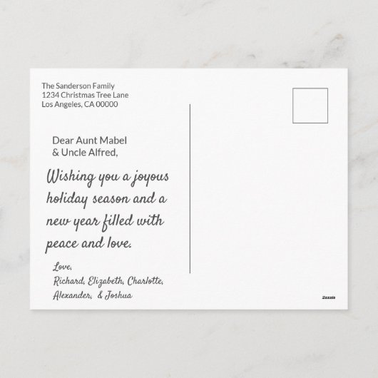 アフリカパーソナライズされた系アメリカンサンタクロース シーズンポストカード (裏面)