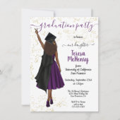 アフリカパーソナライズされた系アメリカ人の女子卒業 招待状 (正面)
