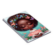 アフリカパーソナライズされた系アメリカ人の花模様少女 ノートブック (右側)