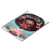 アフリカパーソナライズされた系アメリカ人の花模様少女 ノートブック (左側)