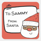 アフリカパーソナライズされた系アメリカ人サンタギフトラベル スクエアシール (正面)