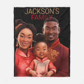 アフリカパーソナライズされた系アメリカ人家族，黒人史 フリースブランケット (正面)