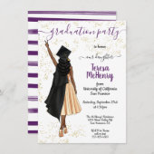 アフリカパーソナライズされた系アメリカ人少女の卒業インビ 招待状 (正面/裏面)