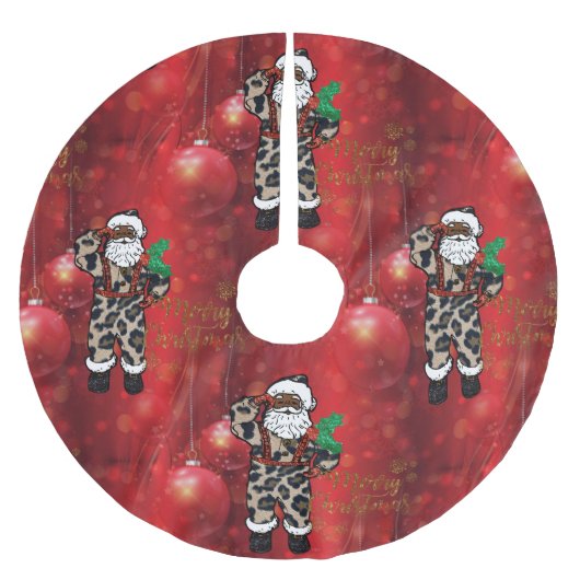 アフリカヒョウのクリスマスツリースカート ブラッシュドポリエステルツリースカート (正面)