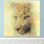  アフリカヒョウ野生生物水彩ポートレート  キャンバスプリント (インサイチュ (ウッドフロア))