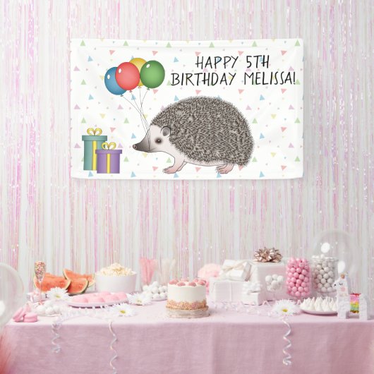 アフリカピグミーハリネズミの動物 - お誕生日おめでとう 横断幕 (パーティー)