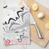 アフリカピンクシアン幾何学 キッチンタオル (四つ折り)