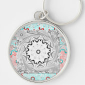 アフリカピンクシアン幾何学 キーホルダー (正面)