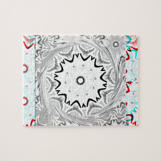 アフリカピンクシアン幾何学 ジグソーパズル (横)