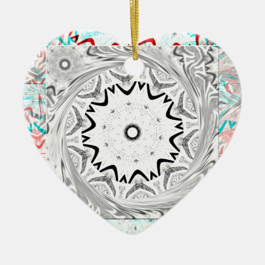 アフリカピンクシアン幾何学 セラミックオーナメント (正面)