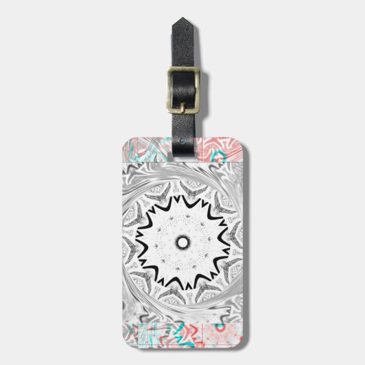 アフリカピンクシアン幾何学 ラゲッジタグ (正面縦)