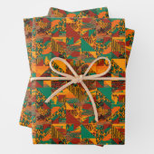 アフリカフェイク獣毛抽象芸術の部族模様 ラッピングペーパーシート (インサイチュ)