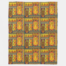 アフリカフォークアート – シームレスな形状パターン1 フリースブランケット