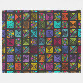 アフリカフォークアート – シームレスな形状パターン3 フリースブランケット (正面(横))