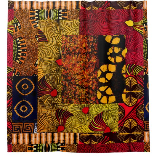 アフリカフローラグラフィックプリント シャワーカーテン (正面)