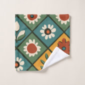 アフリカフローラタイル芸術 バスタオルセット (ウォッシュタオル)