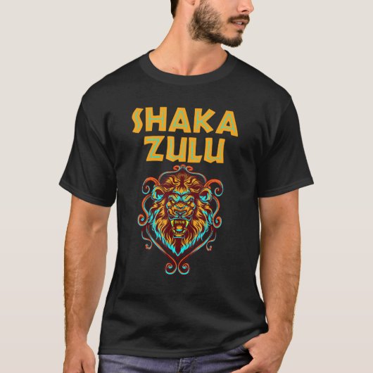 アフリカプライドズールウォリアーShaka Lion African Tシャツ (正面)