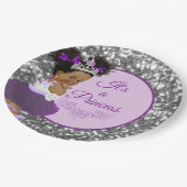 アフリカプリンセスパープル|シルバーグリッター 王室の ペーパープレート (アングル)