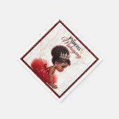 アフリカプリンセス王室のベビーシャワーレッドグリッター スタンダードカクテルナプキン (角)