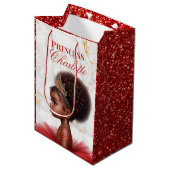 アフリカプリンセス王室のベビーシャワーレッドグリッター ミディアムペーパーバッグ (正面アングル)