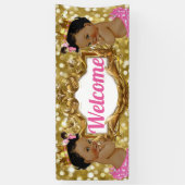 アフリカプリンセス|ピンクと金ゴールドのグリッターへようこそ 横断幕 (縦)