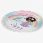 アフリカプリンセス&ユニコーンバースデーパーティーレインボー ペーパープレート (アングル)