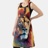 アフリカプリントエプロンカスタム、アフリカライオンデザイン エプロン (インサイチュ)