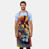 アフリカプリントエプロンカスタム、アフリカライオンデザイン エプロン (着用した状態)