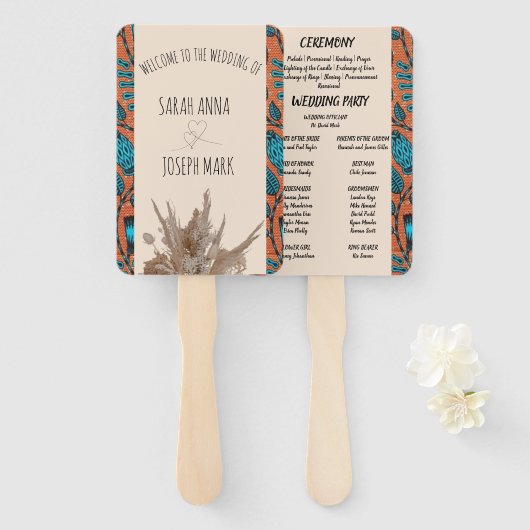 アフリカプリント結婚式 プログラムハンドファン ハンドファン (正面&裏面)