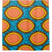 アフリカプリント、ワックスパターン シャワーカーテン (正面)