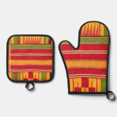 アフリカプリント 鍋つかみ&鍋敷きセット (正面)