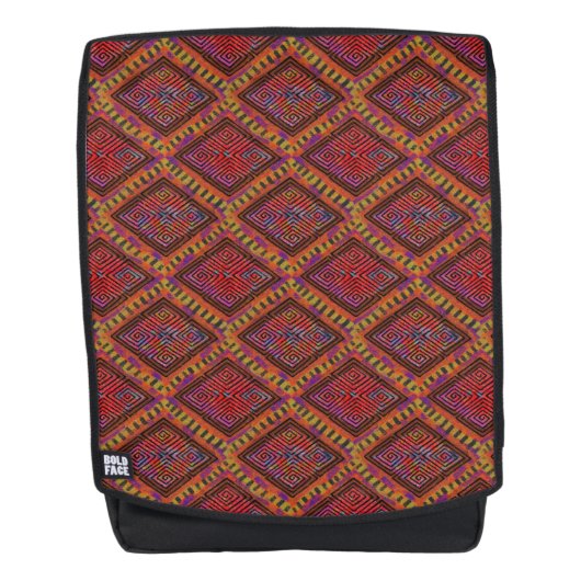 アフリカボホインスパイアーダイヤモンド模様 |美しい バックパック (正面)