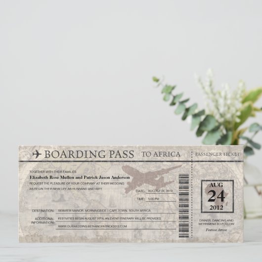 アフリカボーディングパス結婚式招待状 招待状 (スタンド正面)
