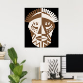 アフリカマスク茶色ベージュ色カスタムプリントポスター ポスター (ホームオフィス)