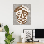 アフリカマスク茶色ベージュ色カスタムプリントポスター ポスター (ホームオフィス)