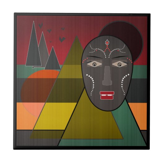 アフリカマスク タイル (正面)