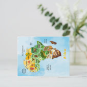 アフリカマップ水のカラーアートワーク ポストカード (スタンド正面)