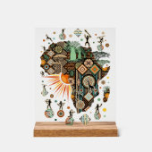 アフリカマップ装飾部族要素パターン アクリルサイン (正面)