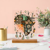 アフリカマップ装飾部族要素パターン アクリルサイン (ウェディング)