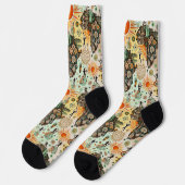 アフリカマップ装飾部族要素パターン ソックス (左)