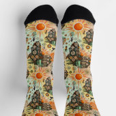 アフリカマップ装飾部族要素パターン ソックス (上部)