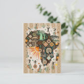 アフリカマップ装飾部族要素パターン ポストカード (スタンド正面)