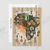 アフリカマップ装飾部族要素パターン ポストカード (正面/裏面)