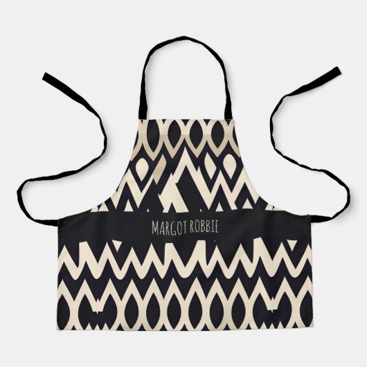 アフリカマロコ波幾何学的金ゴールドパターン エプロン (正面)