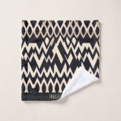 アフリカマロコ波幾何学的金ゴールドパターン バスタオルセット (ウォッシュタオル)